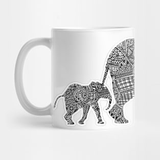 B & W Zentangle Elephants Mug